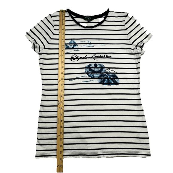 Lauren Ralph Lauren Womens Medium Top Shirt Nautical Stripe Beach Cotton Modal - Picture 4 of 7